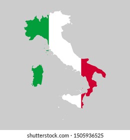 Vector illustration of Italy flag map. Vector map.