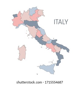 Italy Higt Detailed Map Subdivisions Administrative Stock Vector ...