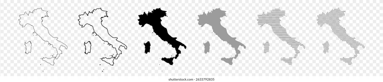 Vector illustration of Italy Map set on transparent background