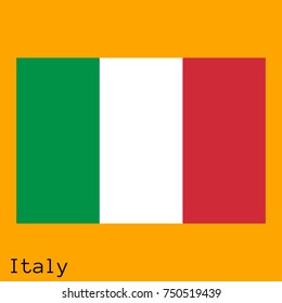 Vector illustration of the Italy official national flag of  with the right colors and proportions isolated on orange background