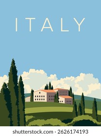 Vector illustration. Italy, travel poster, banner, cover, tourist postcard. Modern design. City, tourism.