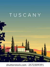 Vector illustration. Italy. Tuscany. Travel poster, banner, postcard, cover. Modern design.