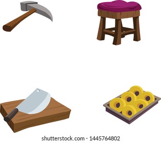 Vector illustration of items in the house with a dark background