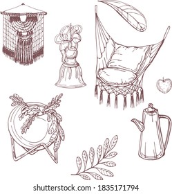 vector illustration items for interior decoration,comfort at home