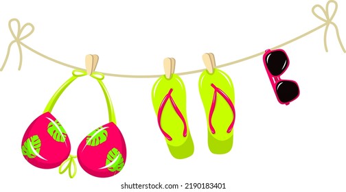 Vector illustration with items on a hanger.
