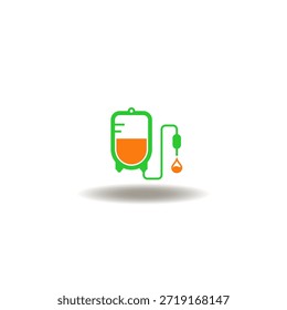 Ilustración vectorial de la bolsa de infusión intravenosa. Símbolo de la terapia intravenosa. Icono de goteo intravenoso.