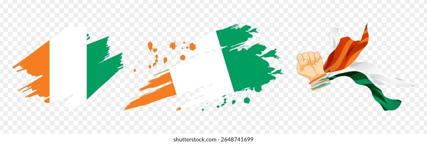 Ilustración vectorial de la composición de la bandera de Costa de Marfil sobre fondo transparente