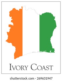 Vector illustration of Ivory Coast flag map. Used transparency.