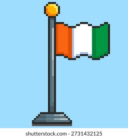 Vector Illustration of Ivory Coast Flag with Pixel Art Design, perfect for game assets themed designs