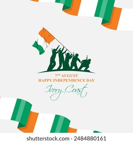 Vector illustration of Ivory Coast Independence Day social media feed template