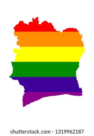 vector illustration of Ivory Coast map with LGBT flag
