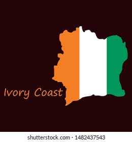 vector illustration of Ivory Coast map and flag