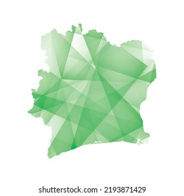 vector illustration of Ivory Coast map with green colored geometric shapes