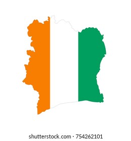 vector illustration of Ivory Coast map and flag 