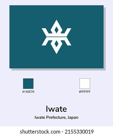 Vector Illustration of Iwate Prefecture flag isolated on light blue background. Iwate Prefecture flag with Color Codes. As close as possible to the original. ready to use, easy to edit. 

