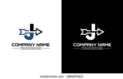 Vector illustration of J logo shape arrow graphic
