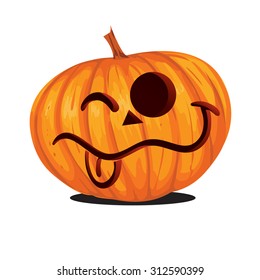 Vector illustration of Jack o Lantern Halloween Pumpkin in cartoon style isolated on white