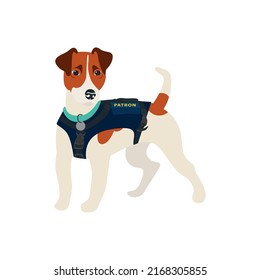 Vector illustration Jack Russell Terrier dog, dog Patron, Ukrainian hero