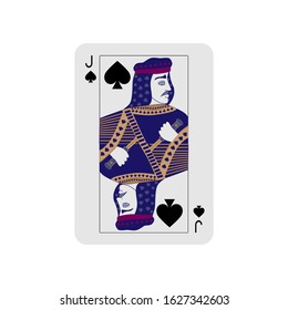 Vector illustration. Jack of Spades in classic style on white background. Playing card.