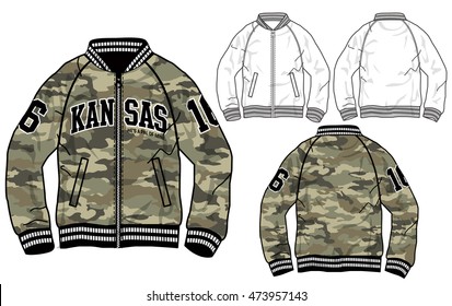 Vector illustration of jacket design. Front and back views