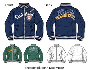 Vector illustration of  jacket. Front and back.