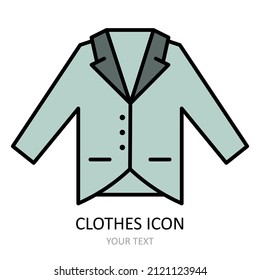Vector illustration with jacket icon. Outline drawing.