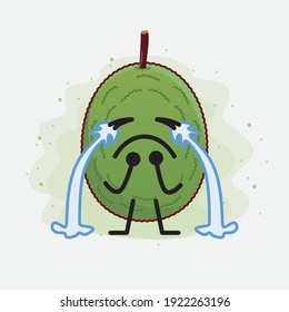 Ilustración vectorial del personaje de Jackfruit con cara linda, manos simples y líneas de la pierna en fondo aislado. Estilo de dibujo animado plano.