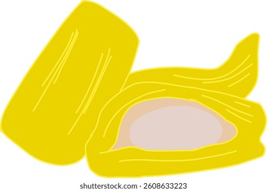 Vector illustration of jackfruit pods, showing the vibrant yellow flesh and seed inside