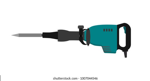 Vector illustration. Jackhammer on white background.