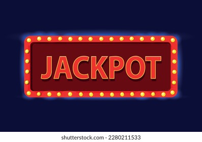 Vector illustration Jackpot icon. Jackpot framed with neon lights