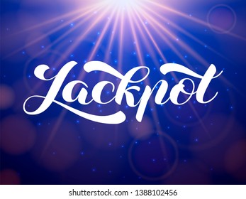 Vector illustration. Jackpot lettering on a shiny blue background.