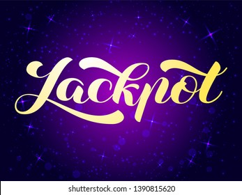 Vector illustration. Jackpot lettering on a shiny blue background.