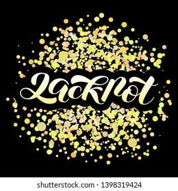 Vector illustration. Jackpot lettering on a golden confetti background.