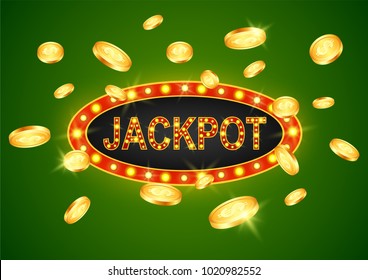 vector illustration of jackpot winner and green background.