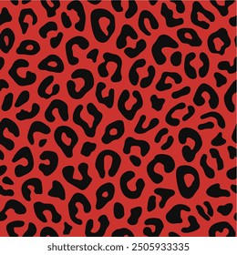  Vector illustration of a jaguar fur pattern in bright red and black.