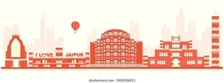 Ilustración del vector Jaipur Skyline plantilla editable 