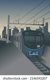 Vector illustration  of Jakarta mass rapid transportation. commuter train line