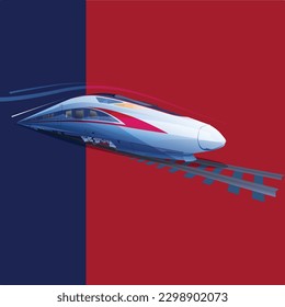 Vector illustration of the Jakarta-Bandung High-speed Train. It will be able to travel at up to 350 kilometres per hour, making it the first high-speed railway in Southeast Asia.