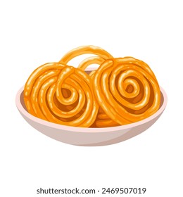 Vector illustration of Jalebi, a popular sweet snack in India, isolated on white background.