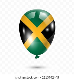 Vector illustration of Jamaica country flag balloon on transparent background (PNG). Flying flag balloons for Independence Day celebrations.