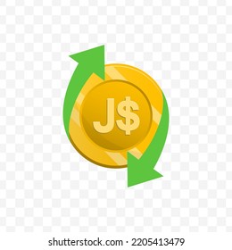 Vector illustration of Jamaica Dollar currency. Cashback bonus money concept discount. Simple design on transparent background (PNG).