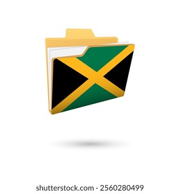 Vector illustration of Jamaica flag isolated in file folder on white background.