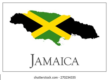 Vector illustration of Jamaica flag map. Used transparency.