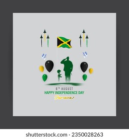 Vector illustration of Jamaica Independence Day social media story feed template