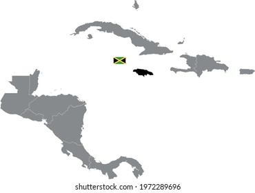 vector illustration of Jamaica map and flag