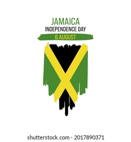 Vector illustration Jamaica's Independence Day, Jamaica's flag in trendy grunge style. 6 august design template for poster, banner, flayer, greeting,invitation card. Independence day card. 