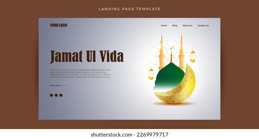 Vector illustration of Jamat Ul Vida Website landing page banner mockup Template