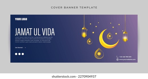 Vector illustration of Jamat Ul Vida cover banner mockup Template