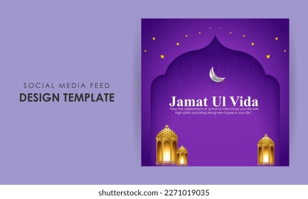 Vector illustration of Jamat Ul Vida social media story feed mockup template