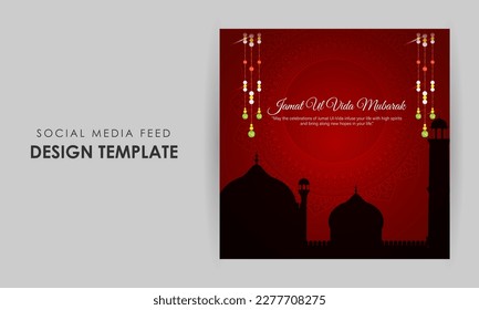 Vector illustration of Jamat Ul Vida social media story feed mockup template